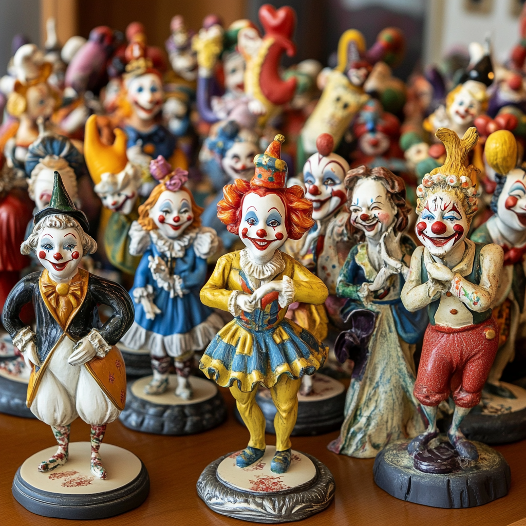 Dutzende von Clownsfiguren | Quelle: Midjourney