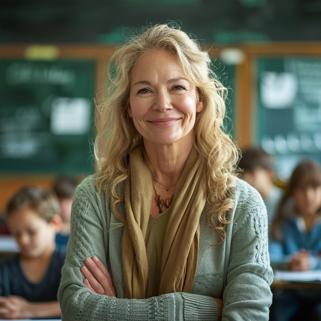 Eine glückliche Lehrerin | Quelle: Midjourney