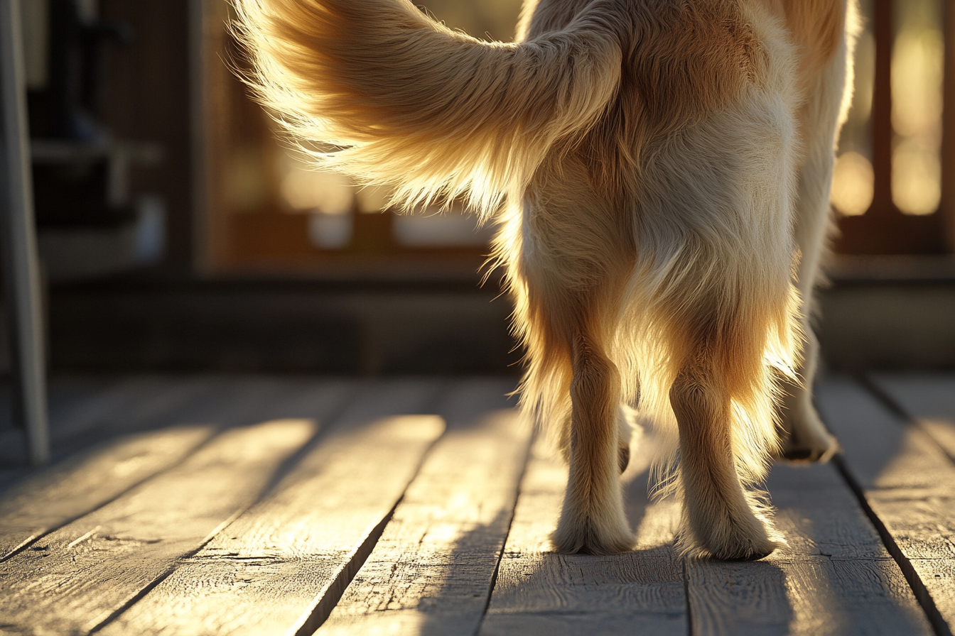 Eine Nahaufnahme des Schwanzes eines Hundes | Quelle: Midjourney