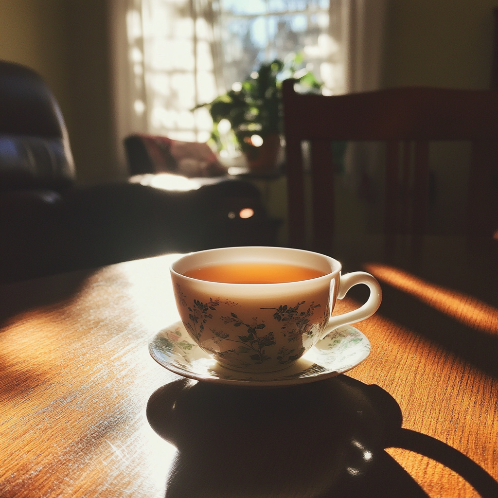Eine Tasse Tee auf einem Tisch | Quelle: Midjourney