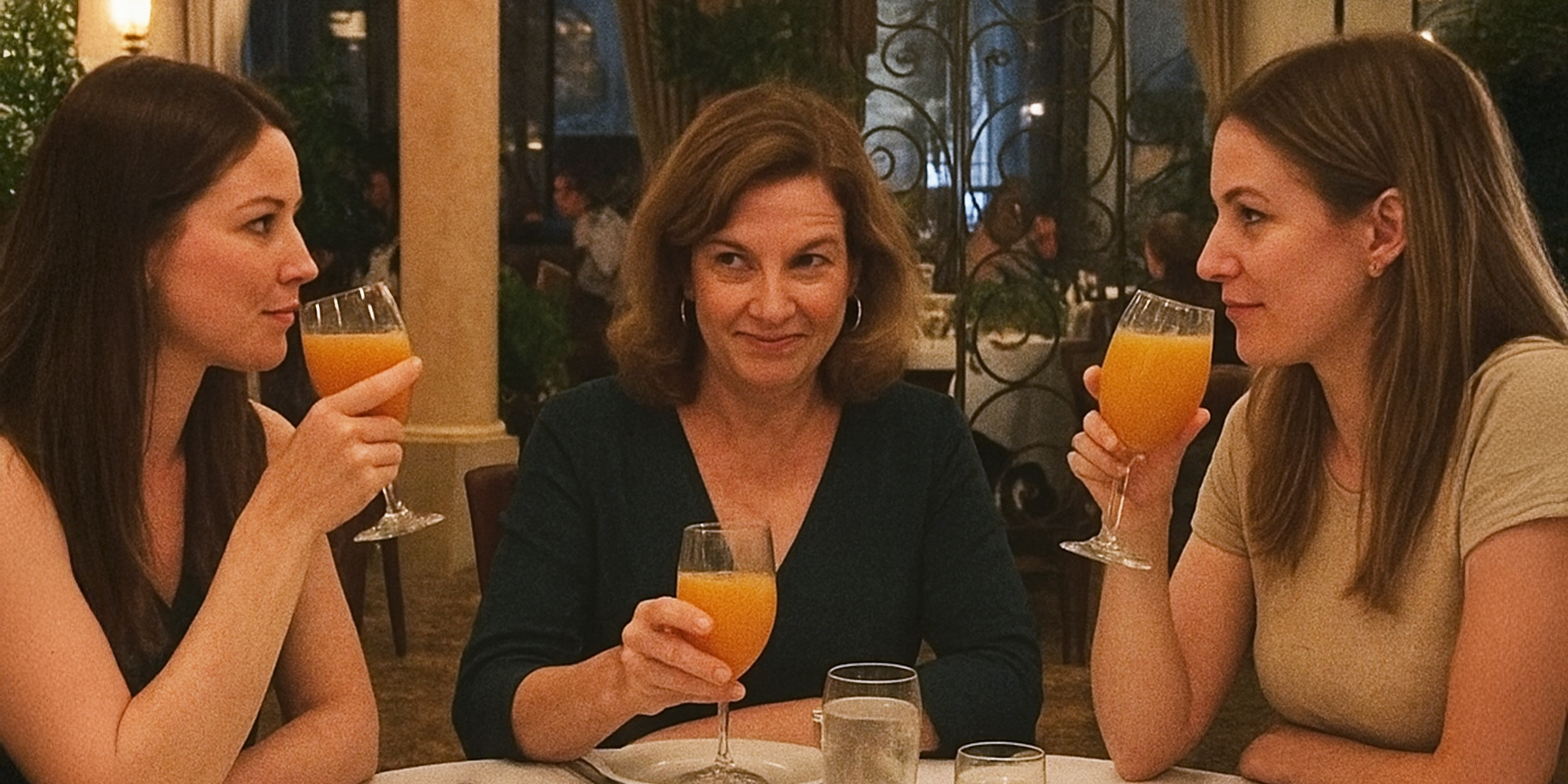 Drei Frauen sitzen in einem Restaurant | Quelle: The Celebritist