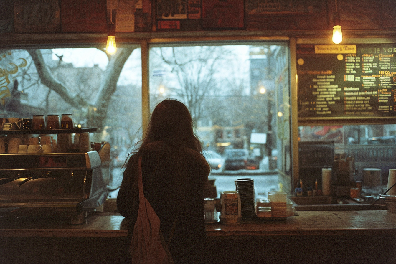 Eine Frau in einem Coffee Shop | Quelle: Midjourney