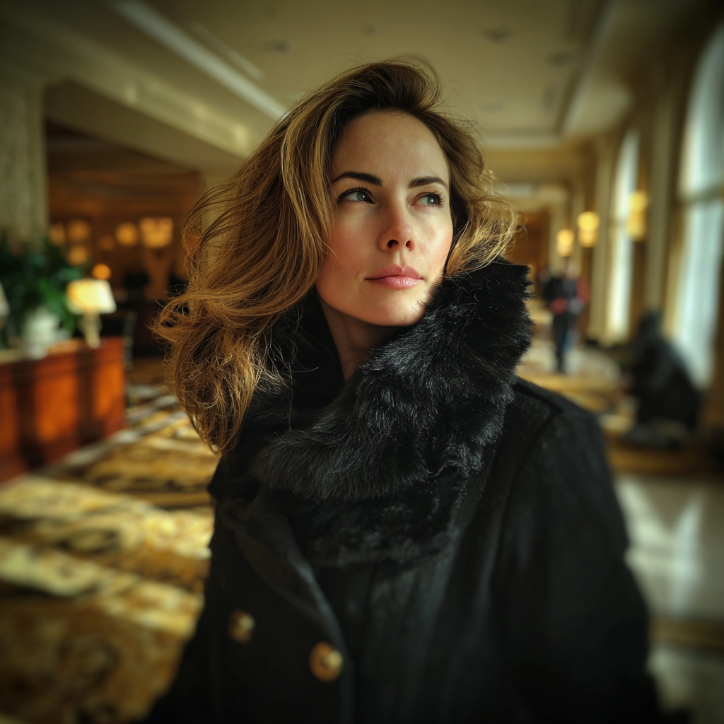 Eine Frau, die in einer Lobby steht | Quelle: Midjourney