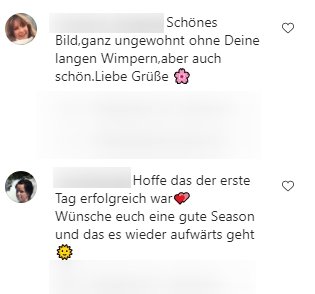 Screenshot des Kommentarbereichs unter dem Foto von Caro Robens | Quelle: Instagram/caroline_andreas_robens