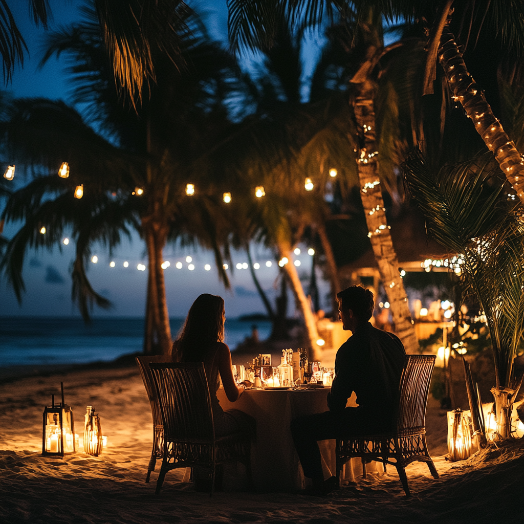 Ein Paar beim Abendessen in einem Restaurant | Quelle: Midjourney