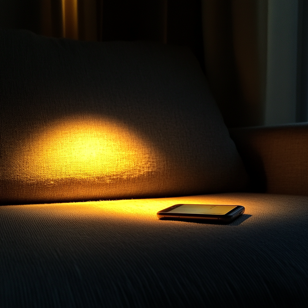 Ein Mobiltelefon auf einer Couch | Quelle: Midjourney