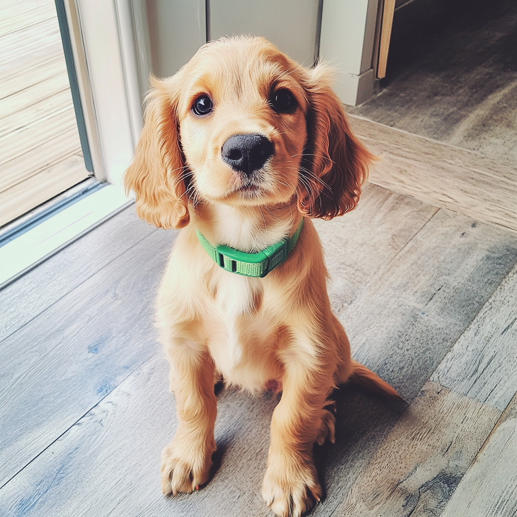 Ein Hund mit einem grünen Halsband | Quelle: Midjourney