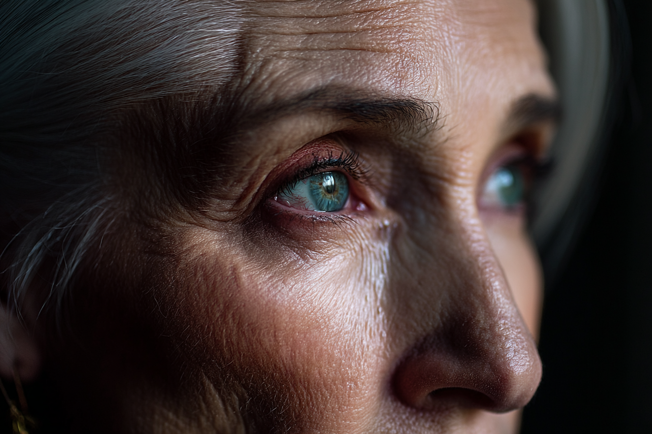Eine Nahaufnahme der Augen einer älteren Frau | Quelle: Midjourney