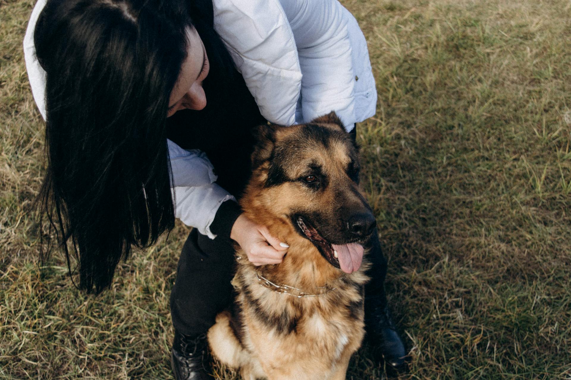 Eine Frau hält ihren Hund | Quelle: Pexels