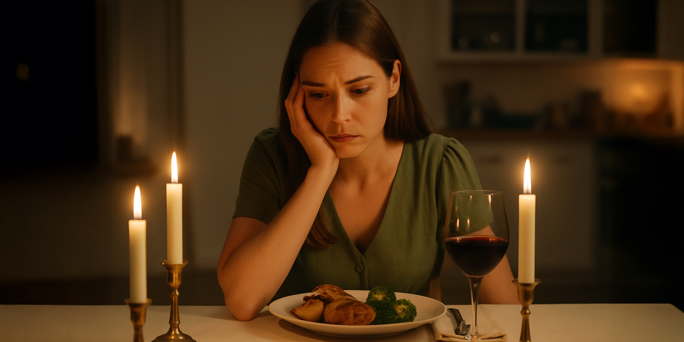 Eine Frau, die einsam am Esstisch sitzt | Quelle: Sora