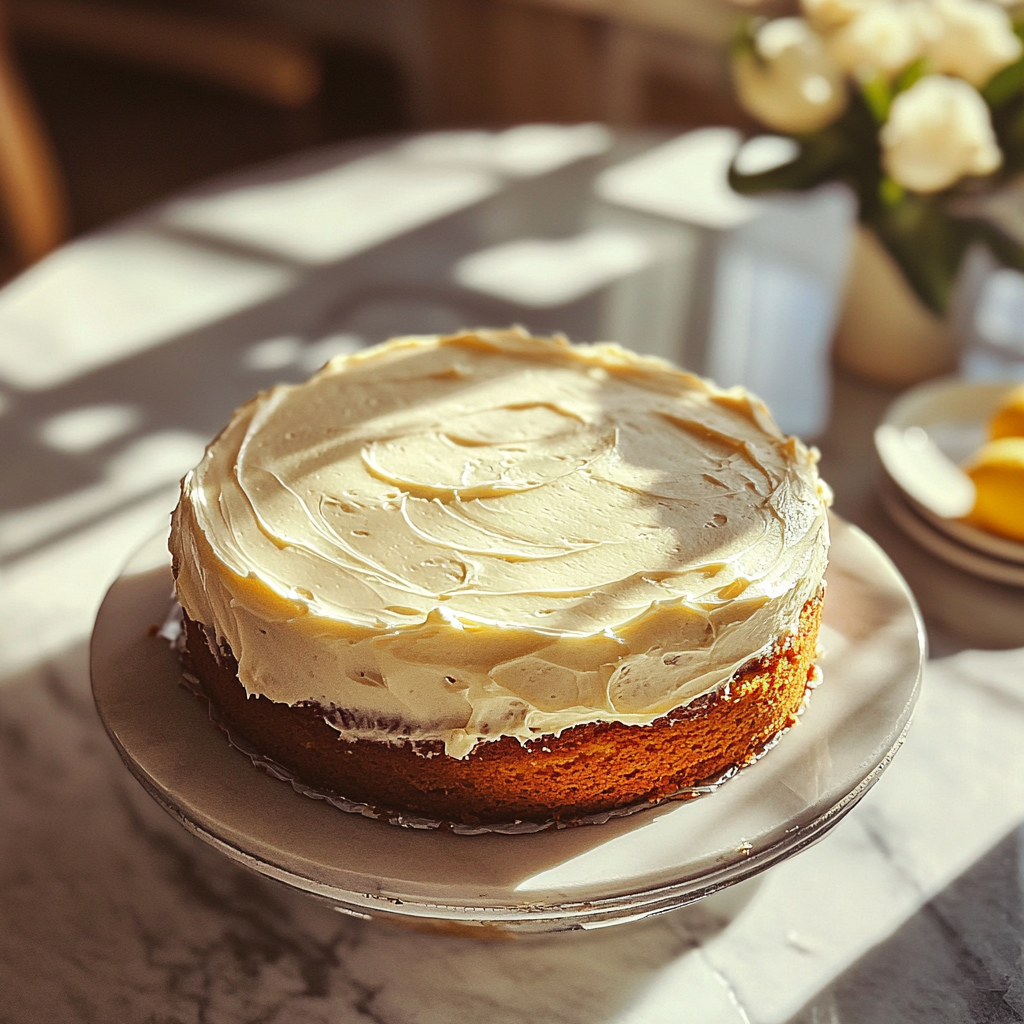 Ein Zitronenkuchen auf einem Tisch | Quelle: Midjourney