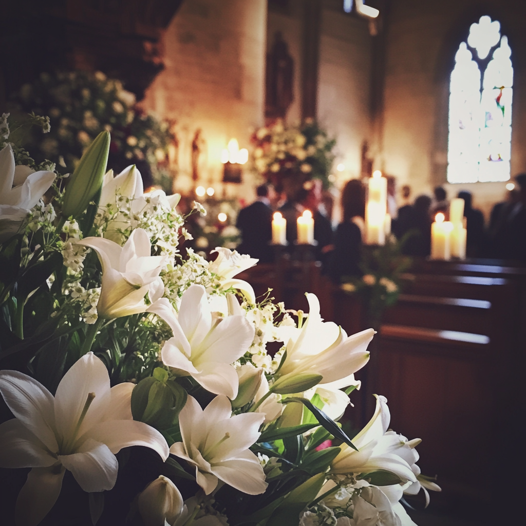 Eine Beerdigung in einer Kirche | Quelle: Midjourney