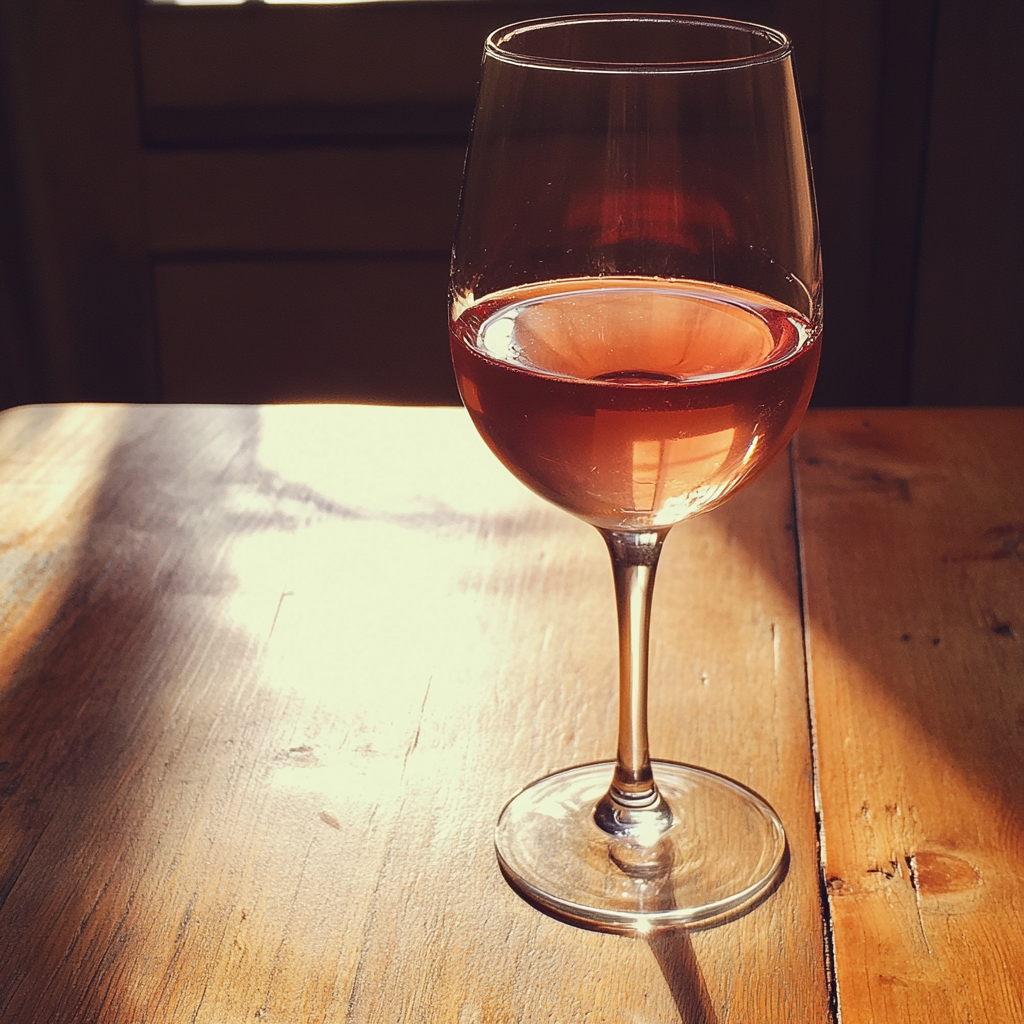 Ein Glas Wein auf einem Tisch | Quelle: Midjourney
