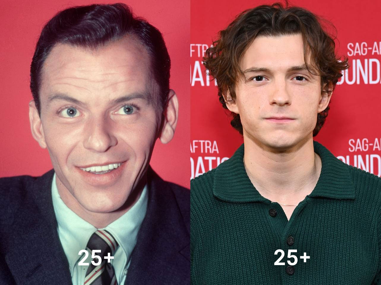 Frank Sinatra [Links]. Tom Holland [Rechts] | Quelle: Getty Images