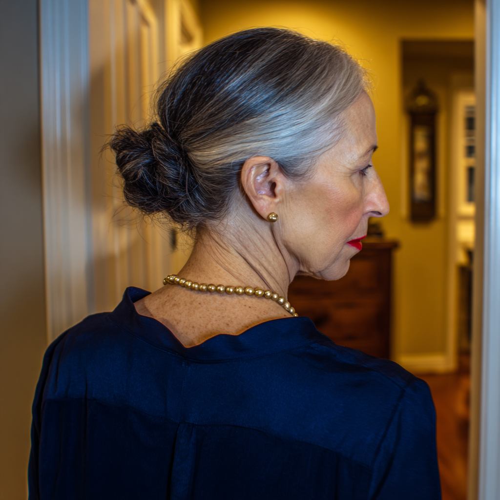 Die Rückansicht einer älteren Frau | Quelle: Midjourney