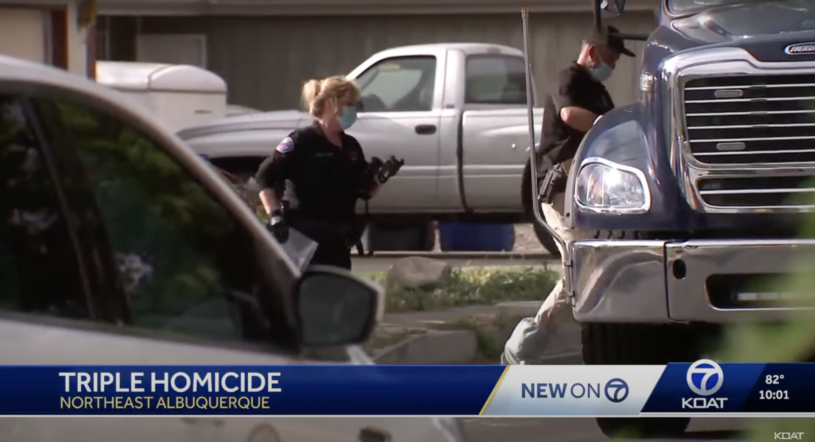 In einem Video, das am 25. Mai 2025 geteilt wurde, sind Polizeibeamte in dem Gebiet zu sehen, in dem sich die Tragödie ereignete: YouTube/KOAT
