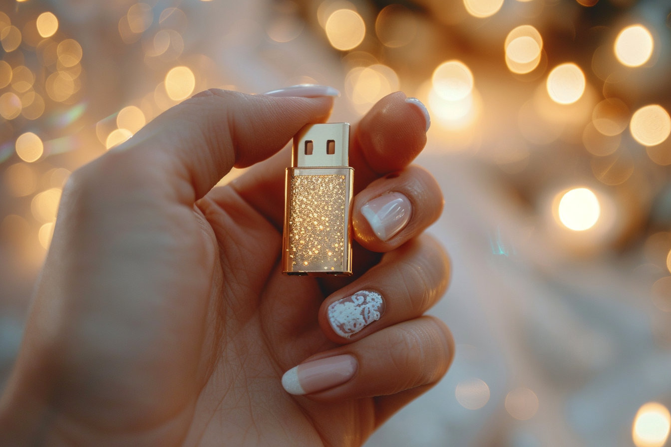 Frau mit USB-Stick | Quelle: Midjourney