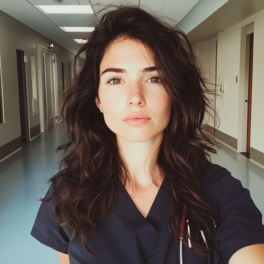 Eine Krankenschwester steht in einem Krankenhausflur | Quelle: Midjourney