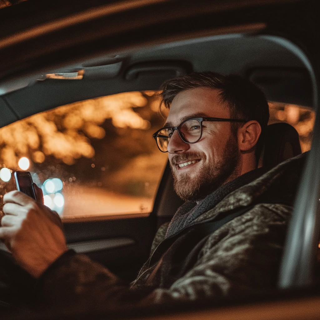 Ein lächelnder Mann, der mit seinem Telefon spricht | Quelle: Midjourney