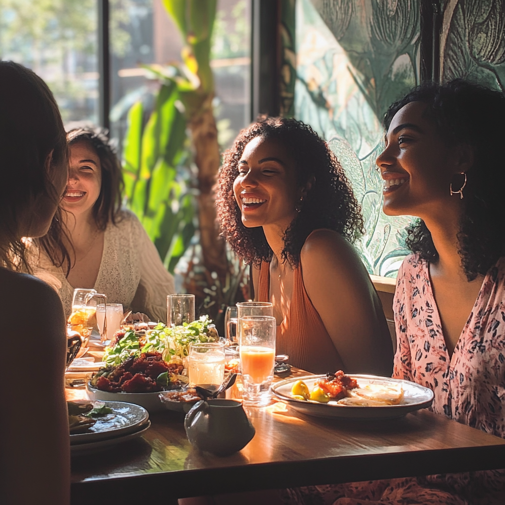 Eine Gruppe von Frauen, die an einem Tisch sitzen | Quelle: Midjourney