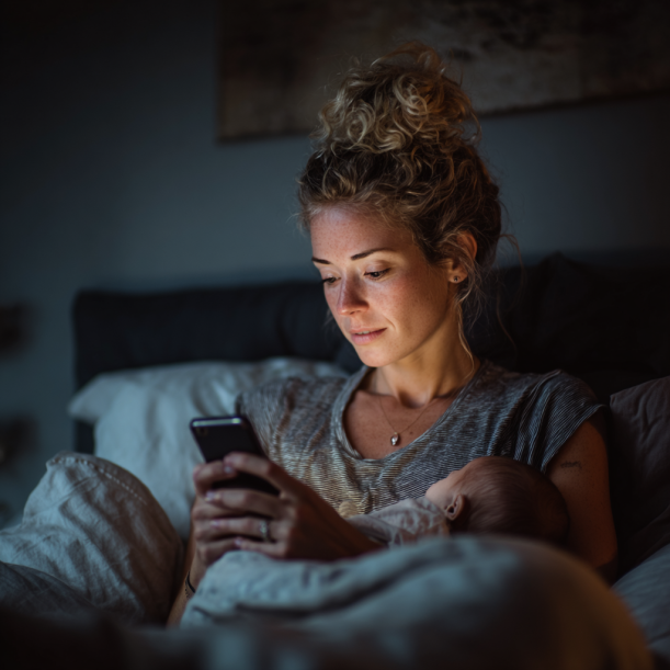 Eine Mutter schreibt eine SMS | Quelle: Midjourney
