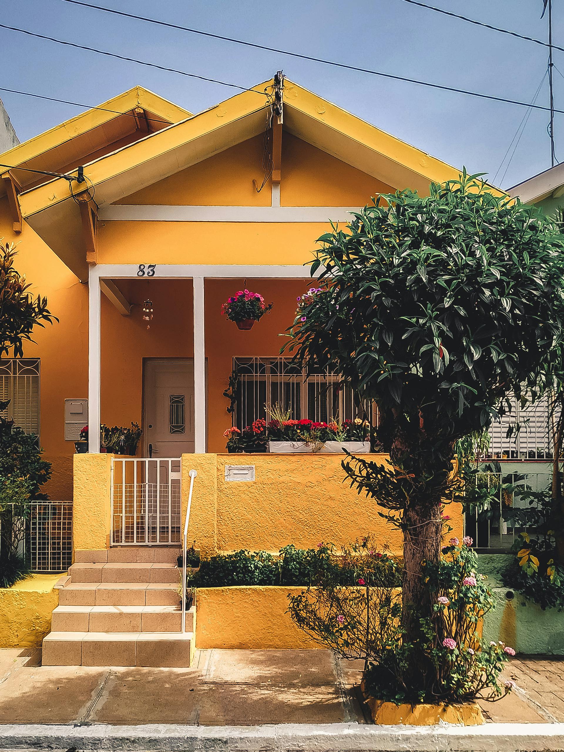 Ein gelbes Haus mit einem Baum davor | Quelle: Pexels