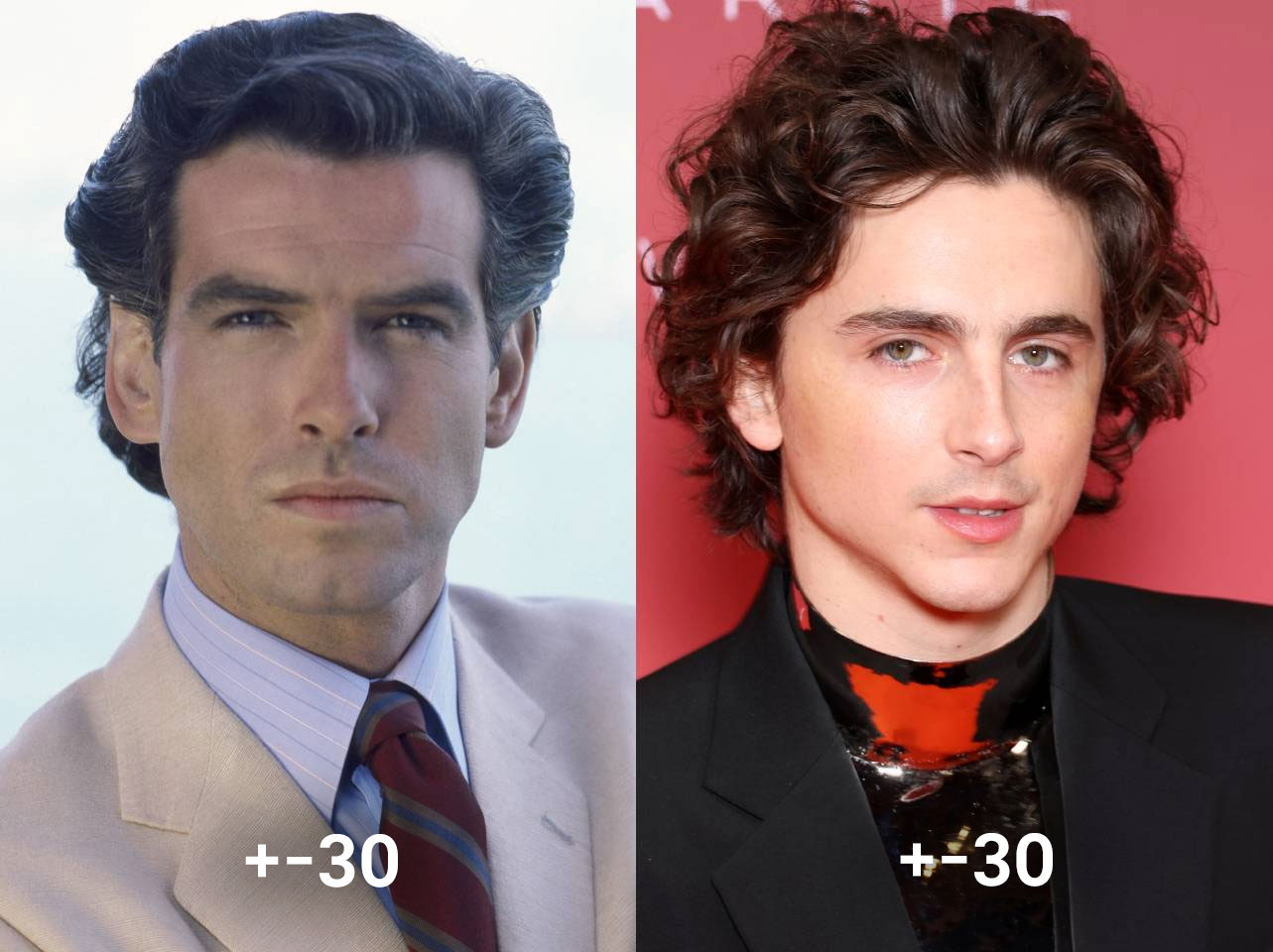 Pierce Brosnan [Links]. Timothee Chalamet [Rechts] | Quelle: Getty Images