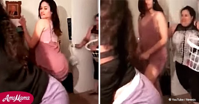 Wütende Mutter erteilt ihren Töchtern eine Lektion fürs Leben, nachdem sie sexy Tanzbewegungen vor der laufenden Kamera vorführten