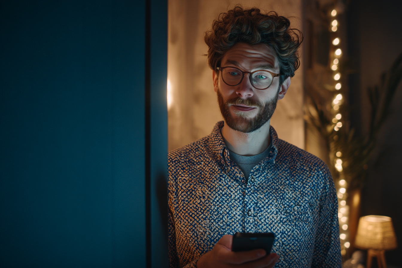 Ein Mann hält sein Telefon in der Hand | Quelle: Midjourney
