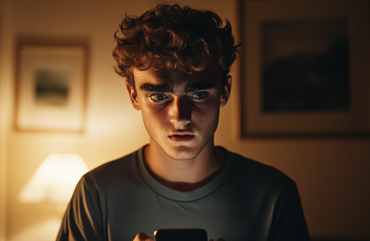 Ein Mann spricht, während er sein Telefon hält | Quelle: Midjourney