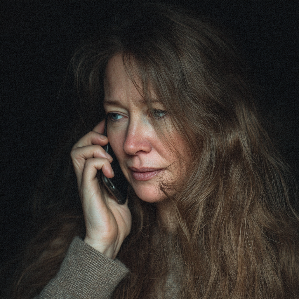 Eine Nahaufnahme einer Frau, die telefoniert | Quelle: Midjourney