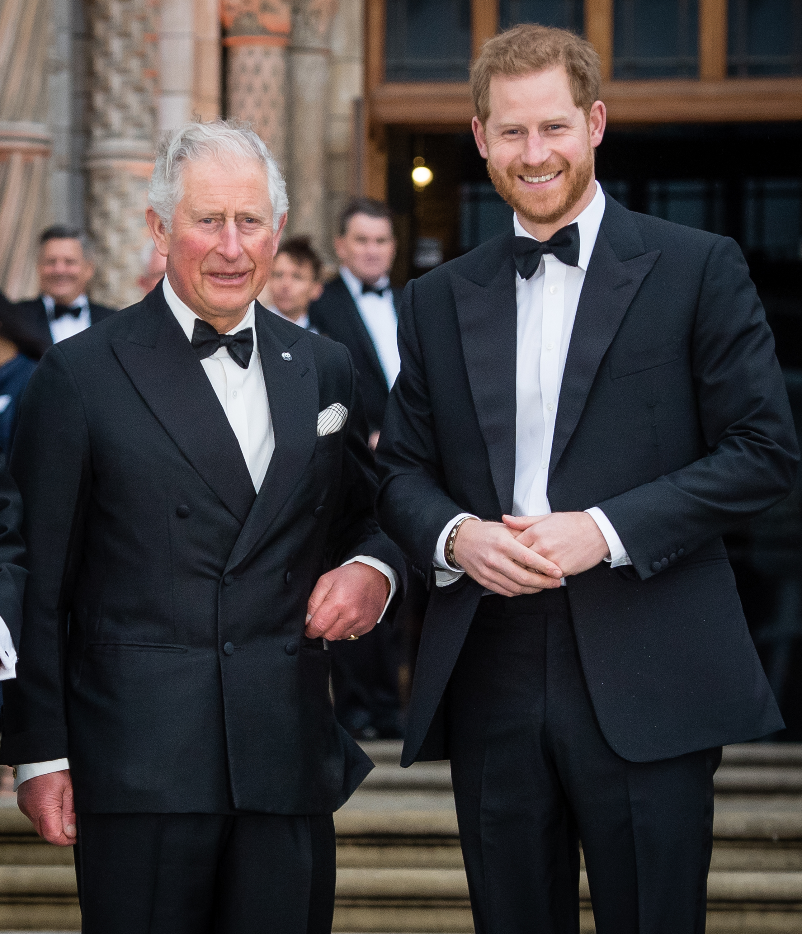 König Charles III. und Prinz Harry, Herzog von Sussex, besuchen die Weltpremiere von "Our Planet" am 4. April 2019 | Quelle: Getty Images