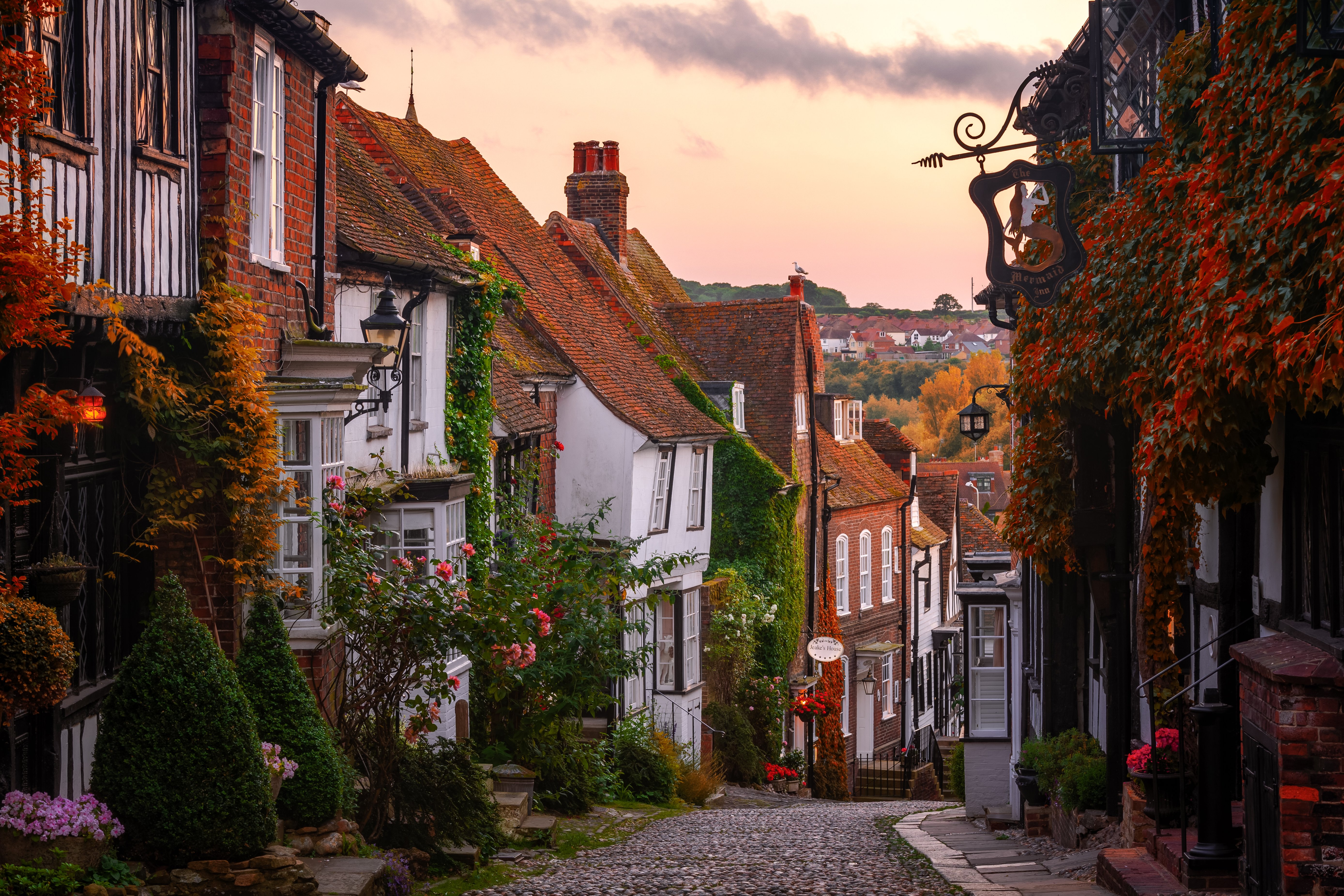 Straße mit Kopfsteinpflaster, Mermaid Street, Roggen, East Sussex, England. | Quelle: Getty Images