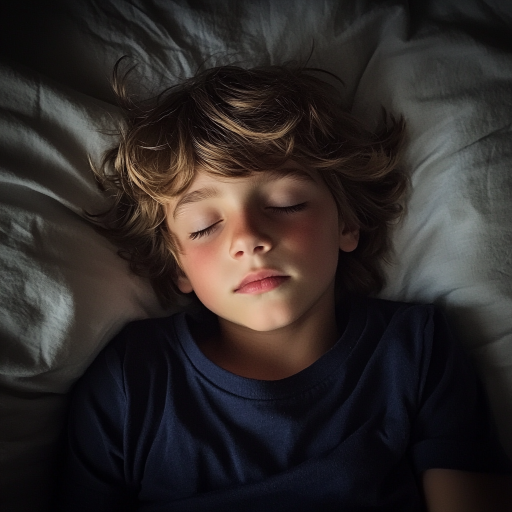 Ein kleiner Junge schläft in seinem Bett | Quelle: Midjourney