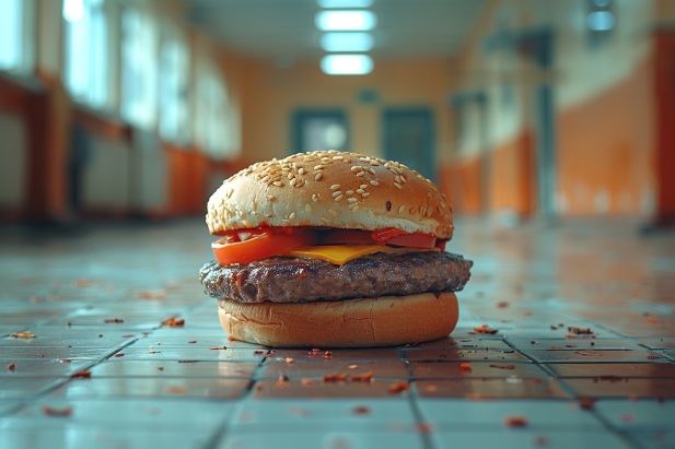 Ein Burger auf dem Boden | Quelle: Midjourney