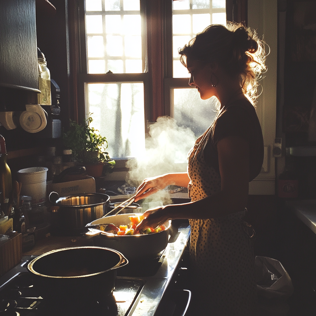 Eine Frau beim Kochen | Quelle: Midjourney