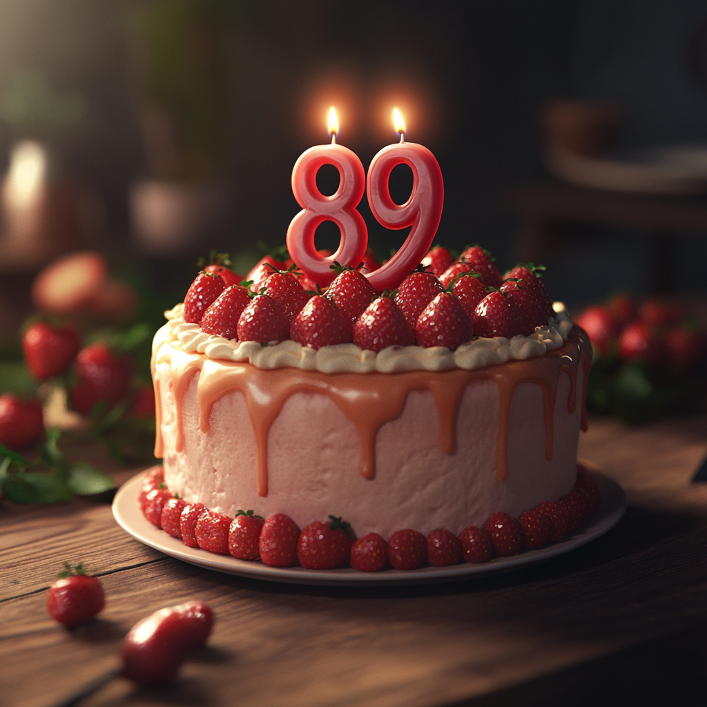 Eine Torte zum 89. Geburtstag | Quelle: Midjourney