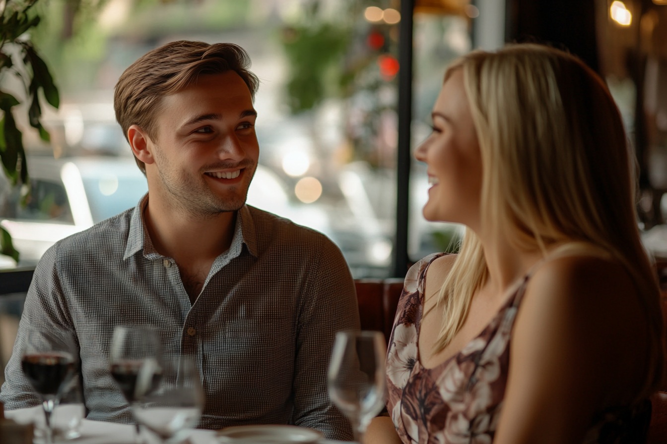 Zwei Menschen in einem Restaurant | Quelle: Midjourney