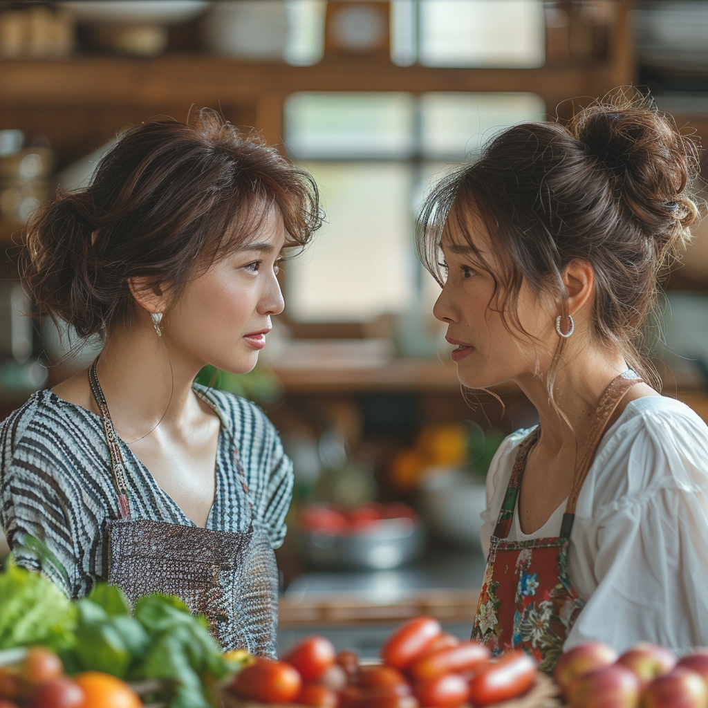 Zwei Frauen streiten sich in der Küche | Midjourney