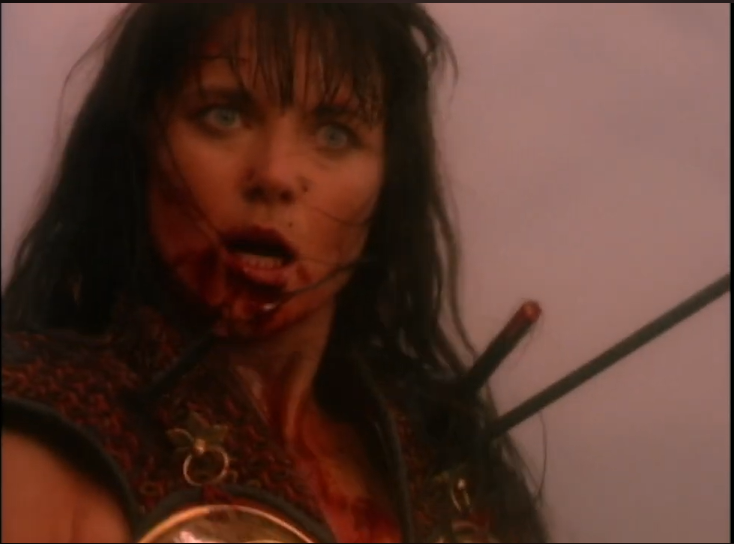 Lucy Lawless als Xena in der letzten Folge von "Xena: Warrior Princess", vom 8. Februar 2022 | Quelle: @HerculesXena