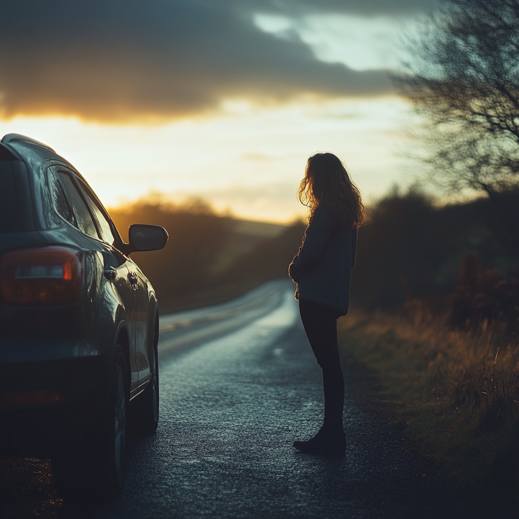 Eine Frau, die am Straßenrand steht | Quelle: Midjourney