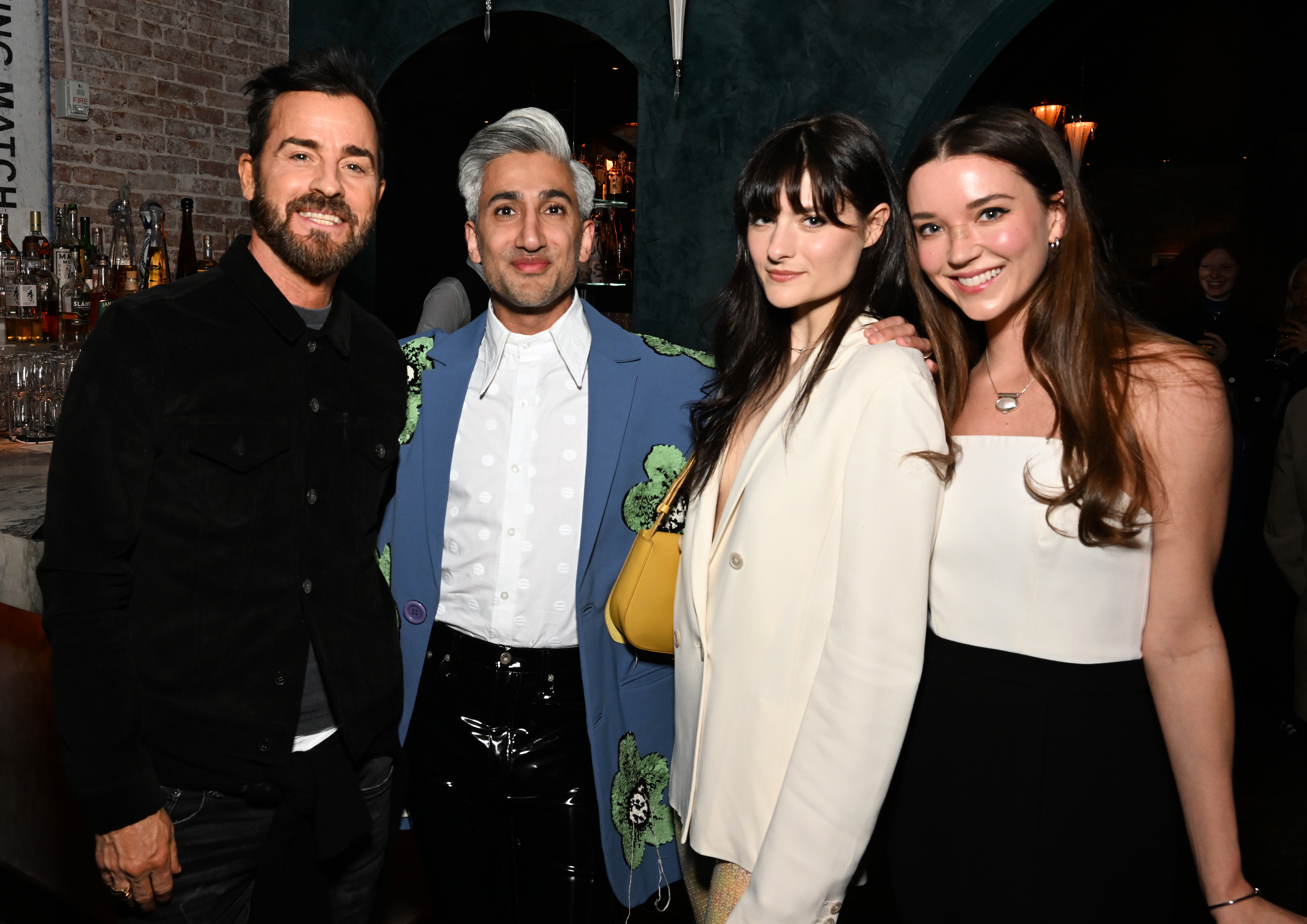 Justin Theroux, Tan France, Louisa Jacobson und Nicole Brydon Bloom beim Netflix "Next In Fashion" Event im Zero Bond in New York City am 27. Februar 2023 | Quelle: Getty Images