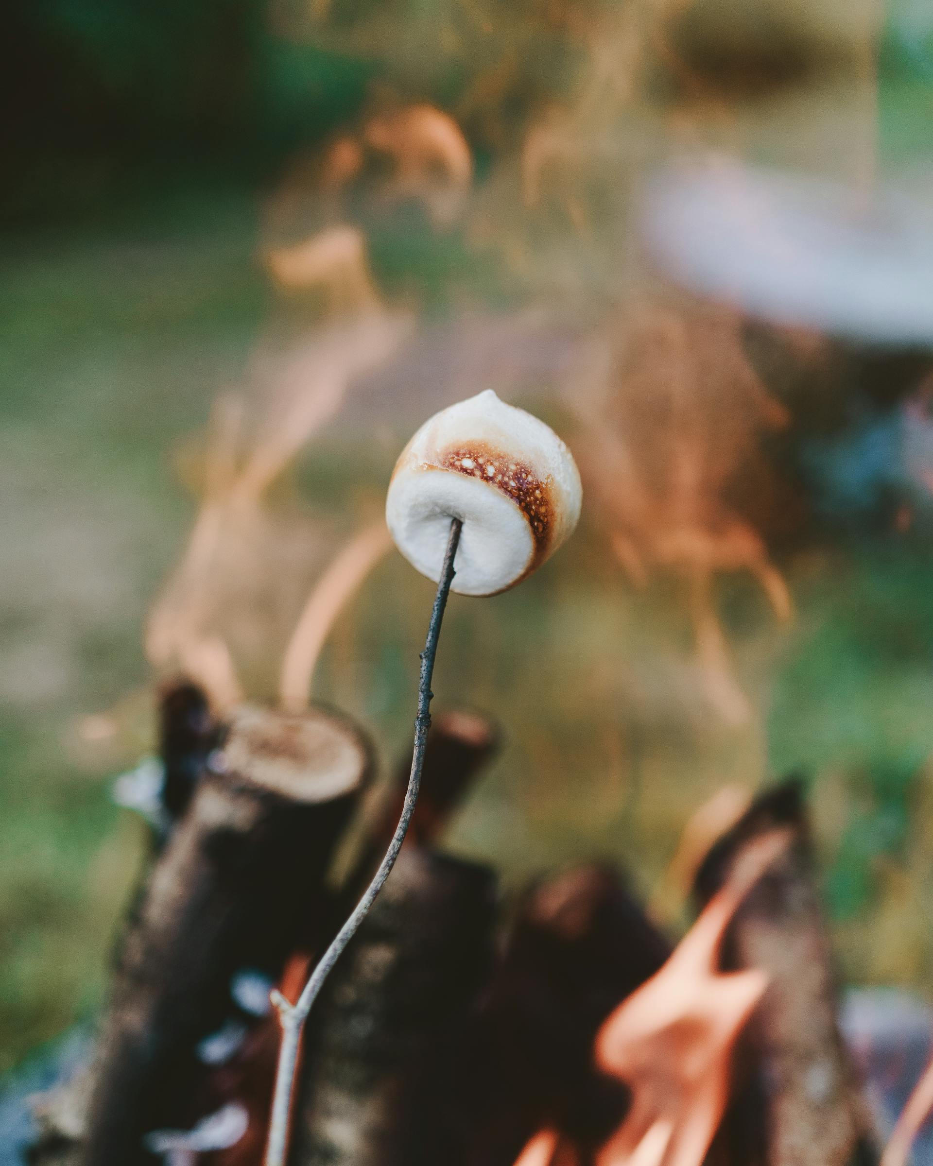 Ein Marshmallow wird geröstet | Quelle: Pexels