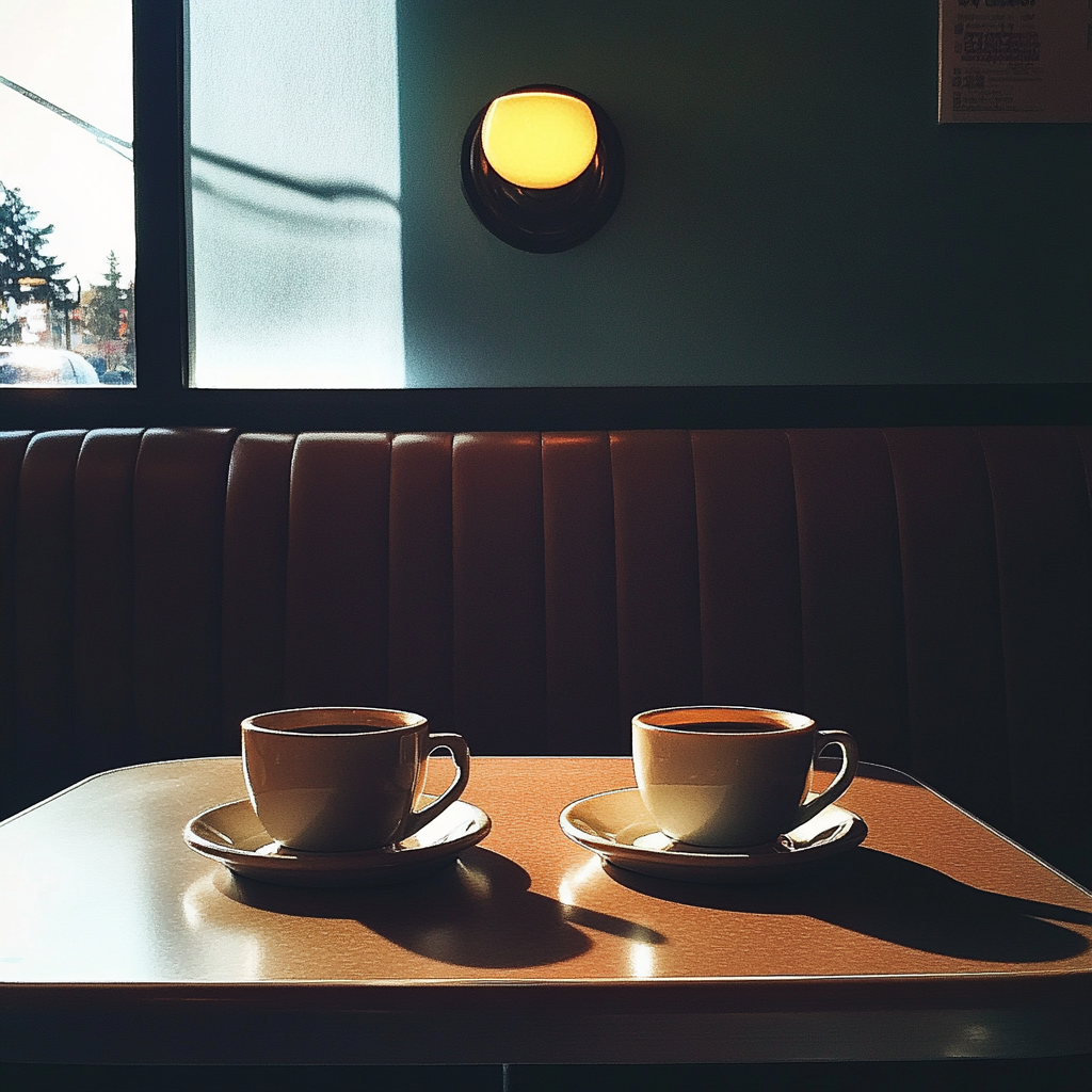 Zwei Tassen Kaffee auf einem Tisch | Quelle: Midjourney