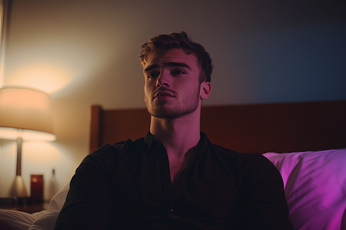 Ein Mann in seinem Schlafzimmer | Quelle: Midjourney