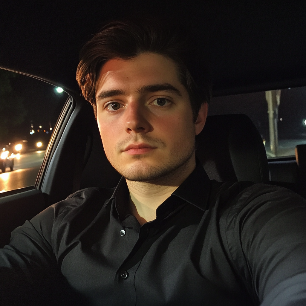 Ein Mann sitzt in einem Auto | Quelle: Midjourney