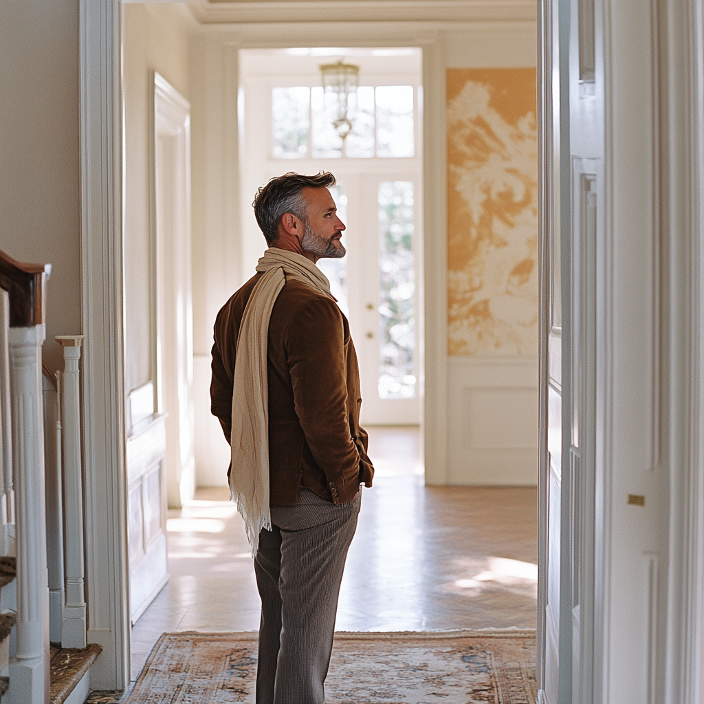 Ein beeindruckter Mann, der ein Haus bewundert | Quelle: Midjourney