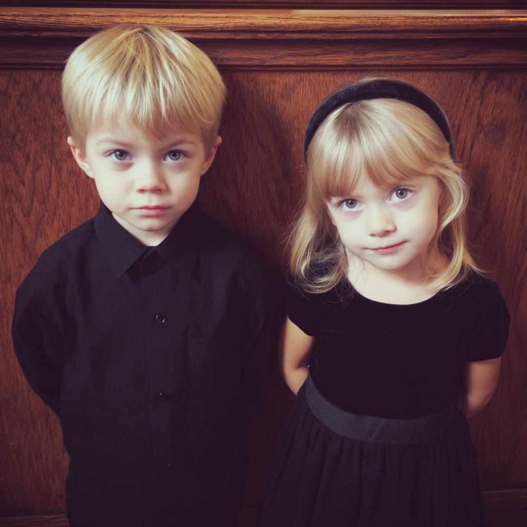Zusammenstehende Kinder in einer Kirche | Quelle: Midjourney