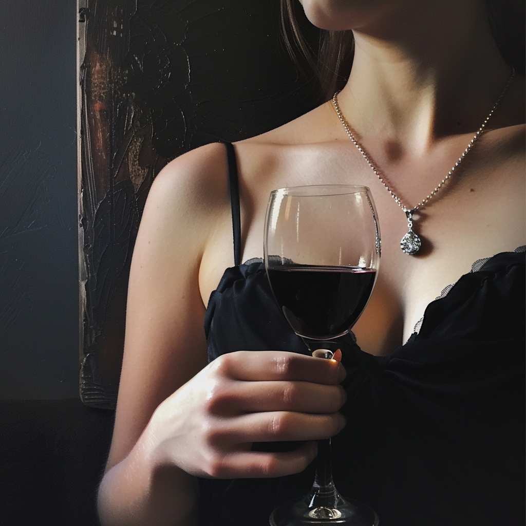 Eine Frau hält ein Weinglas | Quelle: Midjourney