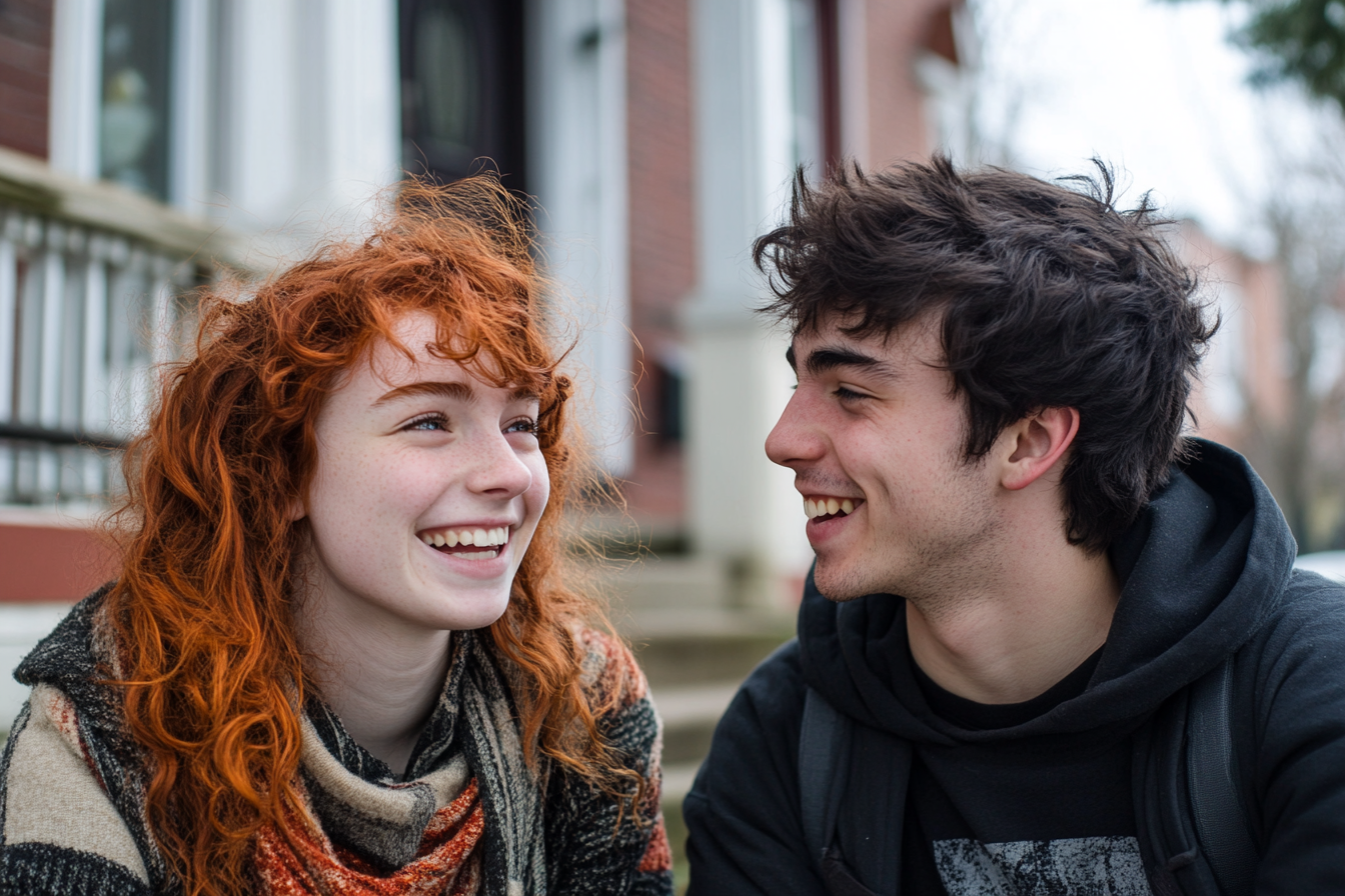 Ein Bruder und eine Schwester, die zusammen lachen | Quelle: Midjourney